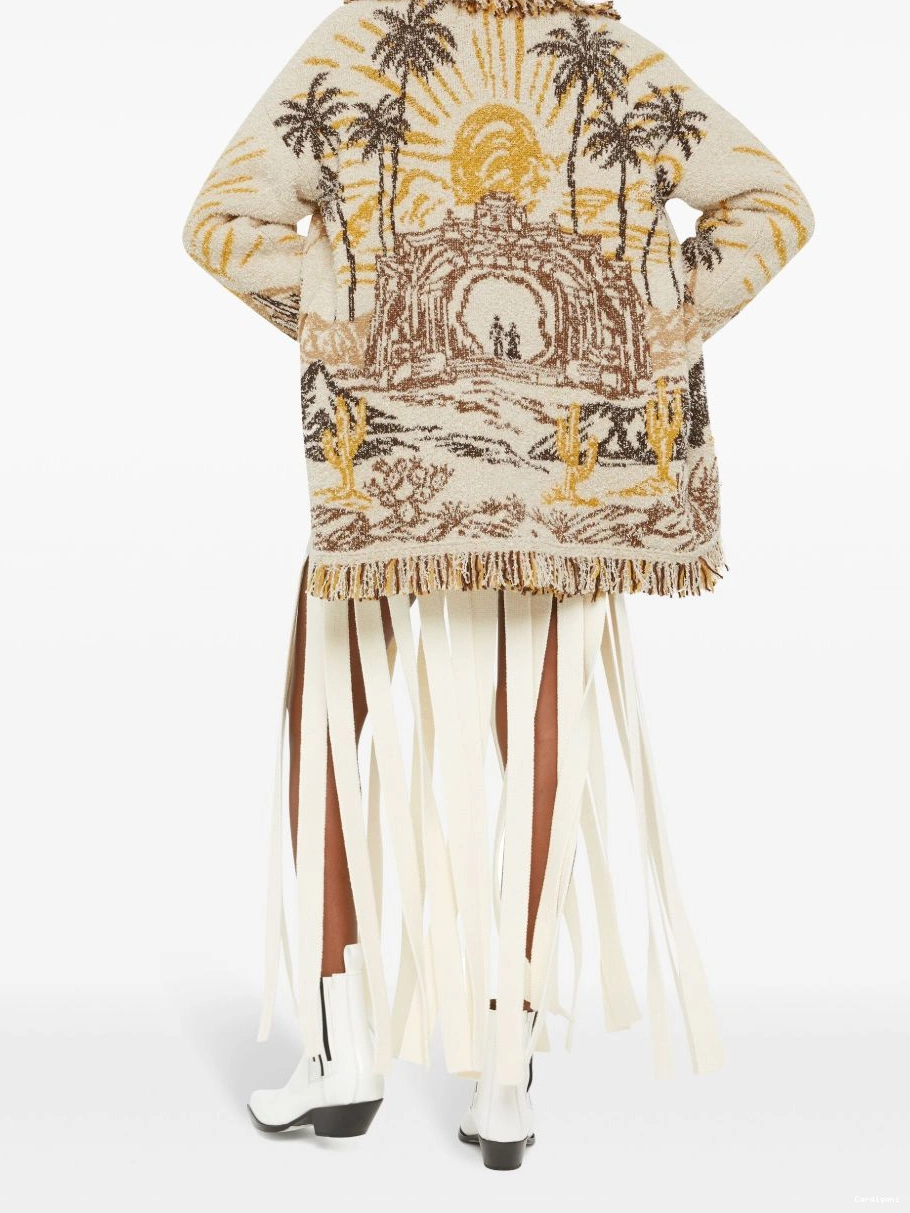 Affordable cardigan Women patterned-jacquard fringed-edge Alanui 0402